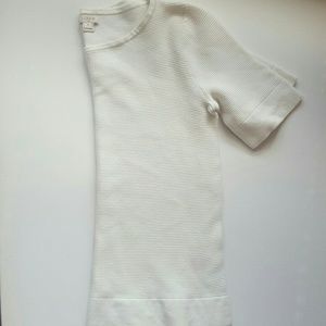 J. Crew White Half Sleeve Ribbed Sweater